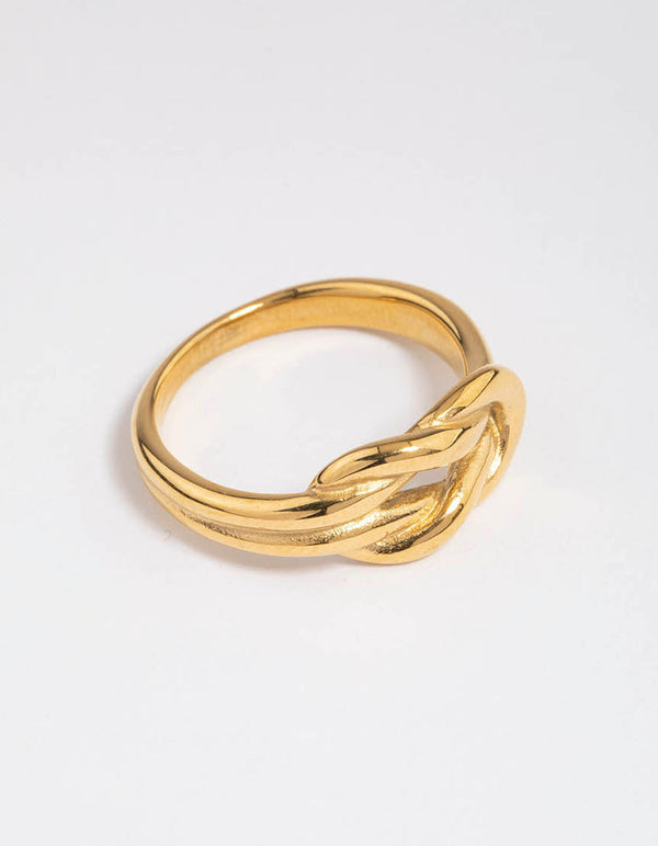 Gold Plated Stainless Steel Classic Knotted Ring