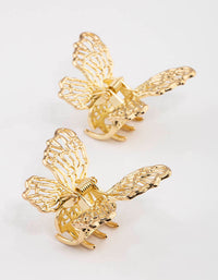 Gold Mini Butterfly Hair Claw Clip Pack - link has visual effect only