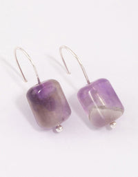 Rose Gold Amethyst Curb Pendant Drop Earrings - link has visual effect only
