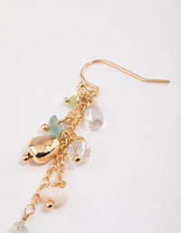 Gold Green Fluorite Tassel Drop Earrings - link has visual effect only