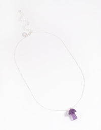 Silver Amethyst Moon & Mushroom Pendant Necklace - link has visual effect only
