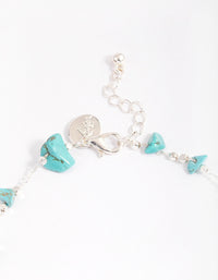 Silver Turquoise Dainty Chip Anklet - link has visual effect only