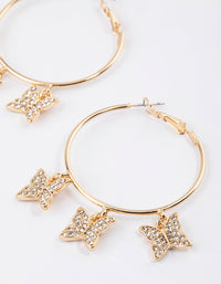 Gold Diamante Butterfly Hoop Earrings - link has visual effect only