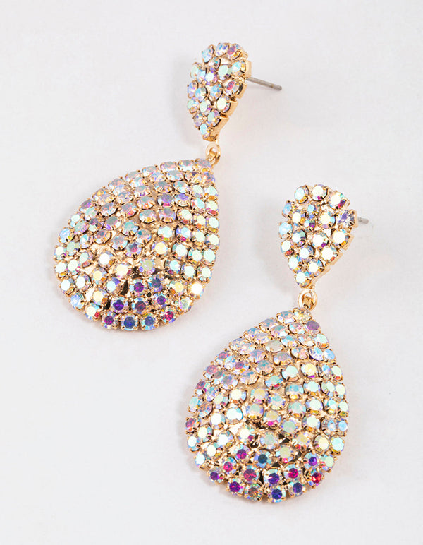 Gold Dazzling Pear Drop Earrings