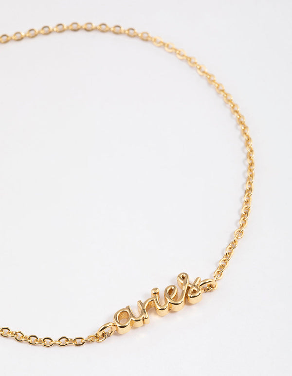 Gold Plated Aries Script Bracelet