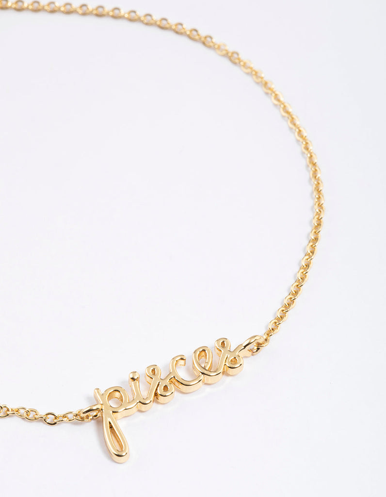 Gold Plated Pisces Script Bracelet