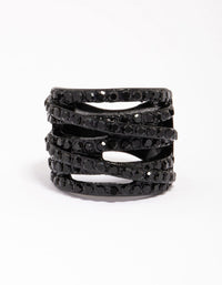 Black Coated Layered Band Ring - link has visual effect only