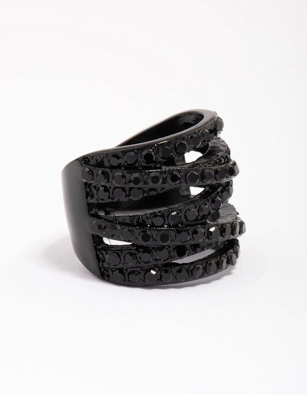 Black Coated Layered Band Ring