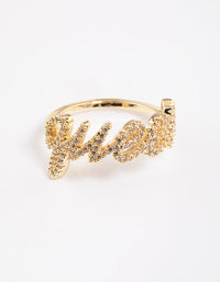 Gold Plated Queen Script Ring - link has visual effect only