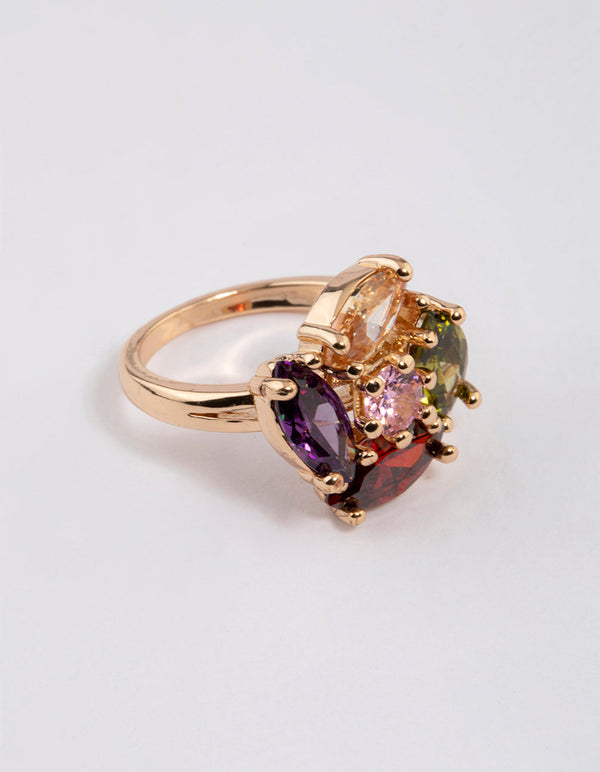 Gold Oval Stone Cocktail Ring