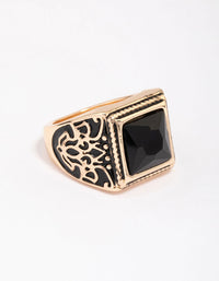 Antique Gold Square Black Antique Ring - link has visual effect only