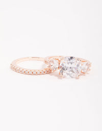 Rose Gold Triple Stone Ring Set - link has visual effect only
