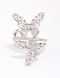 Rhodium Double Butterfly Ring - link has visual effect only