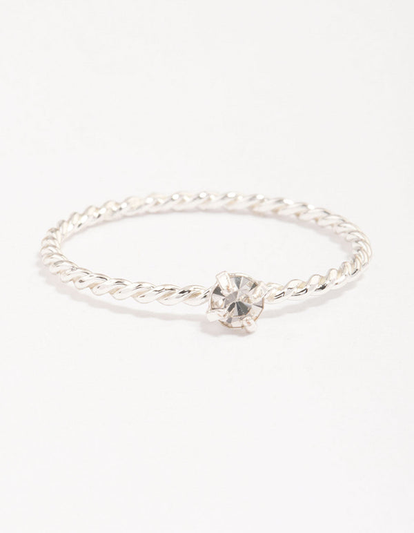 Silver Plated Cubic Zirconia Butterfly Ring Pack