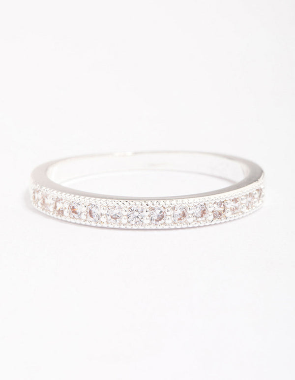 Silver Plated Cubic Zirconia Round Stone Ring Pack