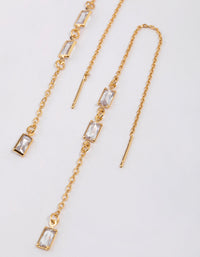 Gold Plated Cubic Zirconia Baguette Threader Drop Earrings - link has visual effect only