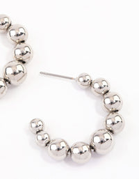 Rhodium Chunky Ball Hoop Earrings - link has visual effect only
