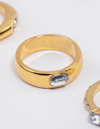 Gold Plated Round Diamante Signet Ring Pack - link has visual effect only