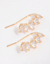 Gold Cubic Zirconia Circle & Navette Crawler Earrings - link has visual effect only