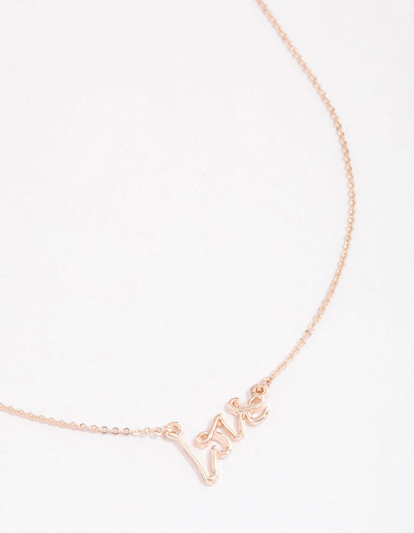 Rose Gold Cursive Love Pendant Necklace
