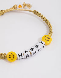 Fabric Happy Smiley Face Bracelet - link has visual effect only