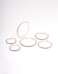 Rose Gold Mixed Size Diamante Hoop Earrings - link has visual effect only