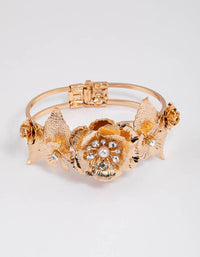 Gold Statement Diamante Flower Bangle - link has visual effect only