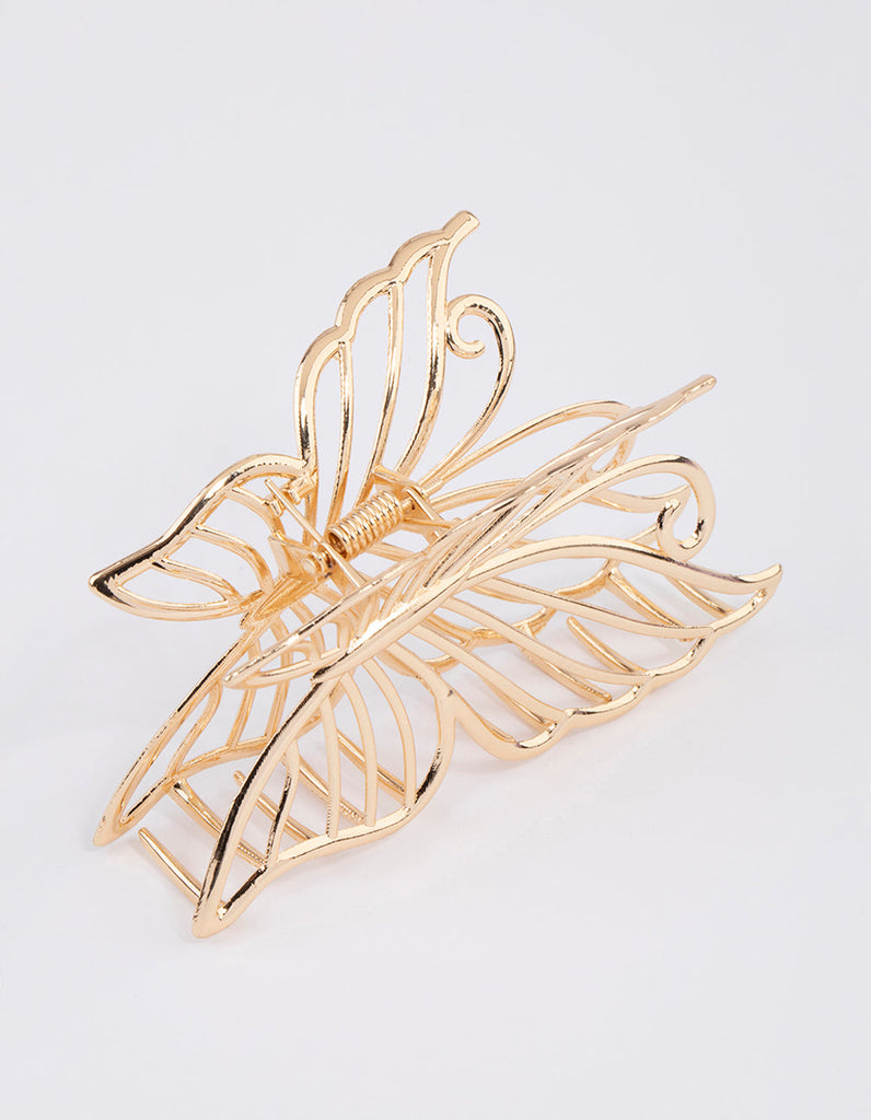 Gold Detailed Butterfly Hair Claw Clip