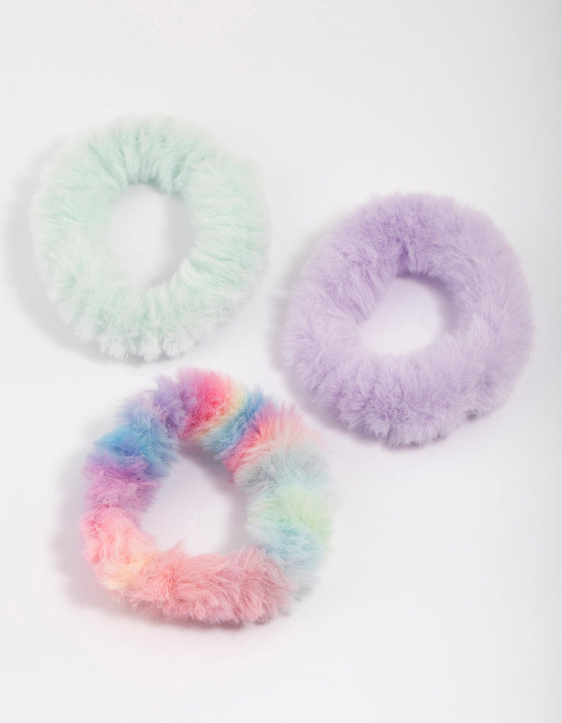 Pastel Mixed Fluffy Hair Scrunchie Pack