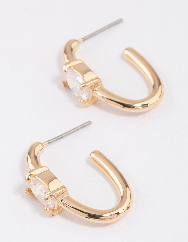 Gold Diamante Oval Hoop Earrings & Polishing Set
