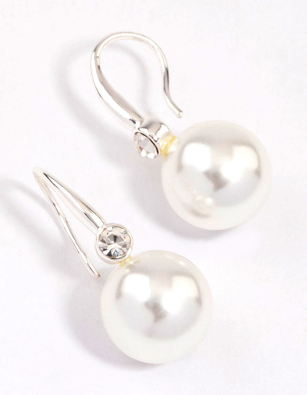 Silver Classic Diamante Hook Earrings & Polishing Set