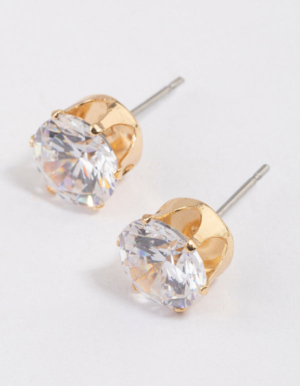 Gold Statement Diamante Stud Earrings & Polishing Set