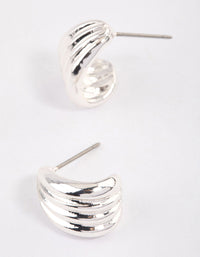 Silver Raked Huggie Earrings & Polishing Set - link has visual effect only