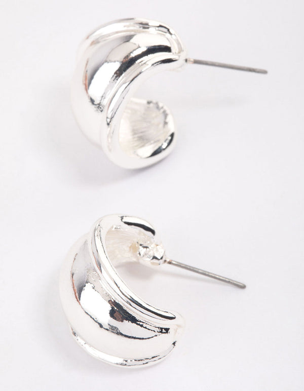 Silver Rounded Edge Hoop Earrings & Polishing Set