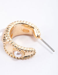 Gold Vintage Pearl Etched Hoop Earrings & Polishing Set - link has visual effect only