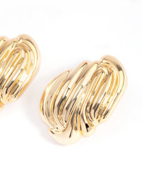 Gold Plated Statement Textured Stud Earrings - link has visual effect only