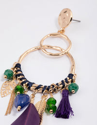 Gold Stone Tassel Drop Earrings - link has visual effect only