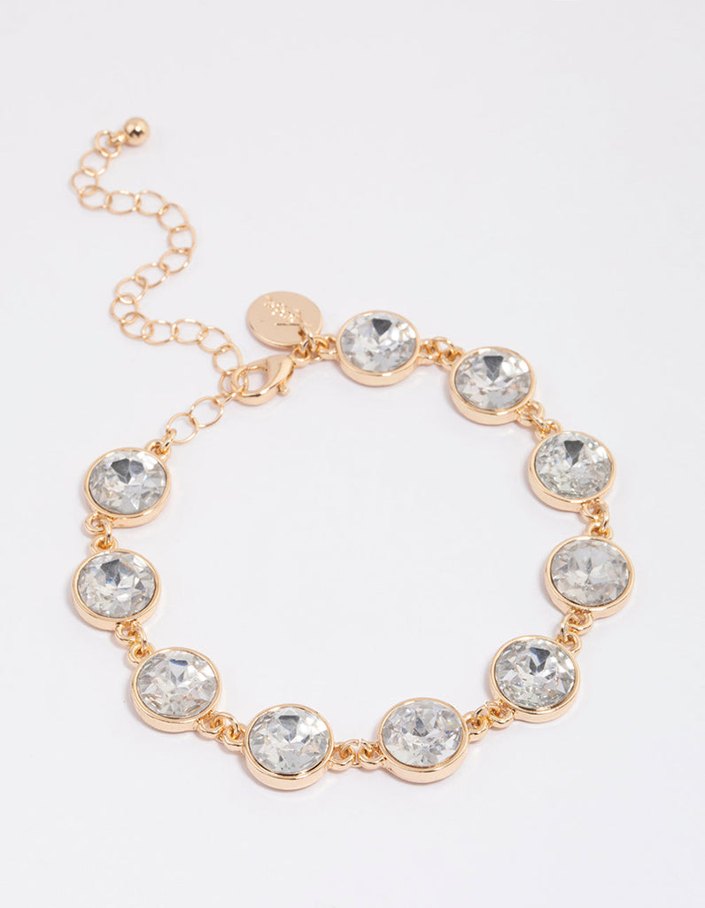 Gold Round Diamante Stone Bracelet