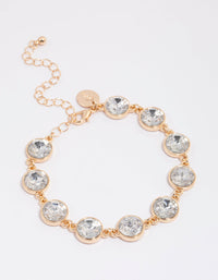 Gold Round Diamante Stone Bracelet - link has visual effect only