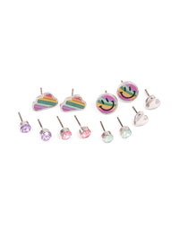 Kids Smiley Cloud Stud Earrings 6-Pack - link has visual effect only