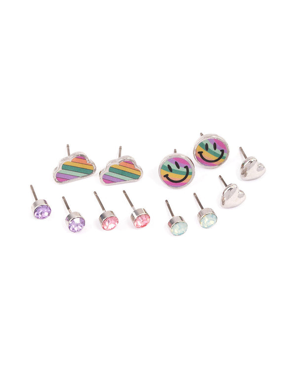 Kids Smiley Cloud Stud Earrings 6-Pack