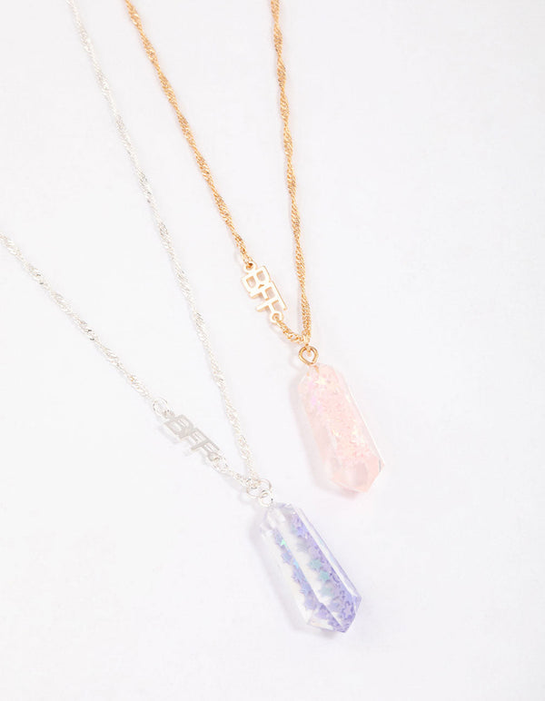 Kids Star & Clear Crystal BFF Pendant Necklaces
