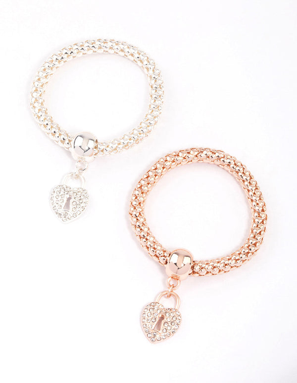 Kids Pop Diamante & Heart Chain Bracelet
