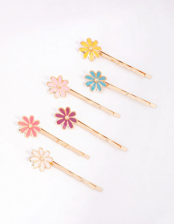 Kids Gold Daisy Hair Clips 6-Pack