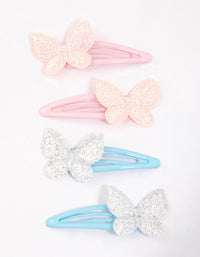 Kids Mixed Glitter Butterfly Hair Snaps 4-Pack - link has visual effect only