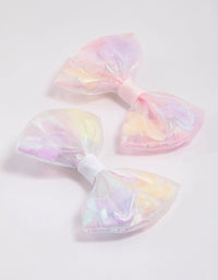 Kids Fabric Clear Flower & Bow Hair Clip Pack - link has visual effect only