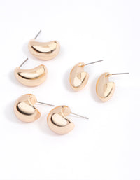Gold Puffy Hoop Earrings Pack - link has visual effect only