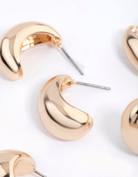 Gold Puffy Hoop Earrings Pack - link has visual effect only