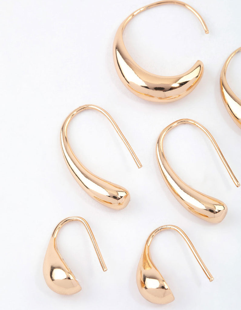 Gold Teardrop Hoop Earrings Pack