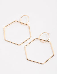 Gold Hexagon Drop Earrings - link has visual effect only
